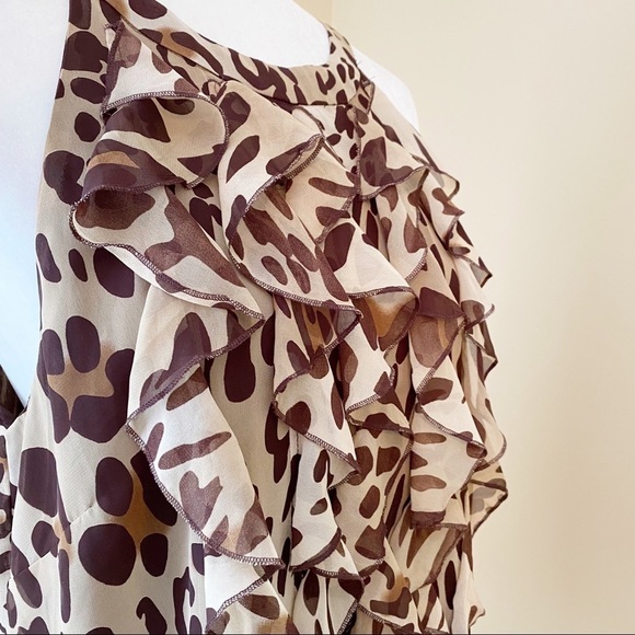 Willi Smith Ruffle Front Leopard Halter Top - L - Picture 4 of 15
